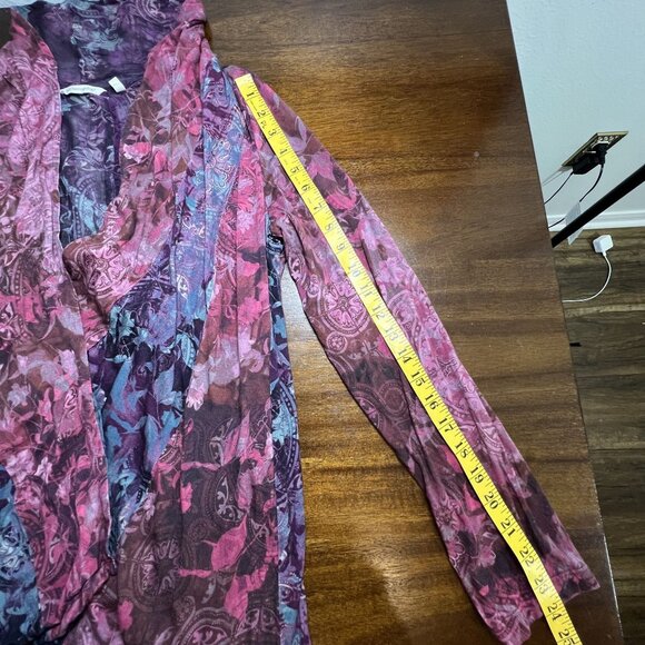 Artsy Gypsy Patchwork Whimsigoth Fairy Boho Long Cardigan Oversized Purple Small - Picture 10 of 12